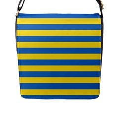 Horizontal Blue Yellow Line Flap Messenger Bag (l)  by Mariart