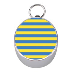 Horizontal Blue Yellow Line Mini Silver Compasses by Mariart