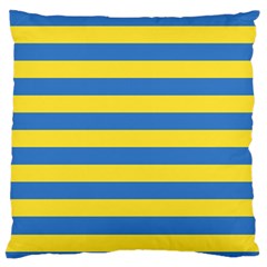 Horizontal Blue Yellow Line Large Flano Cushion Case (one Side) by Mariart