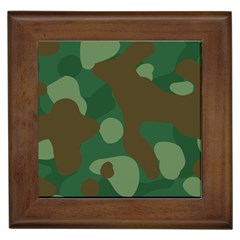 Initial Camouflage Como Green Brown Framed Tiles by Mariart