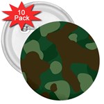 Initial Camouflage Como Green Brown 3  Buttons (10 pack)  Front