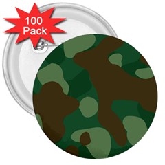 Initial Camouflage Como Green Brown 3  Buttons (100 Pack)  by Mariart