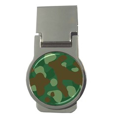 Initial Camouflage Como Green Brown Money Clips (round)  by Mariart