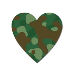 Initial Camouflage Como Green Brown Heart Magnet by Mariart