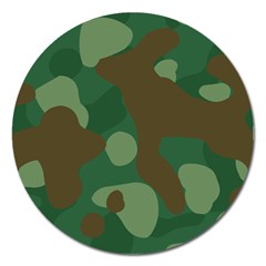 Initial Camouflage Como Green Brown Magnet 5  (round) by Mariart