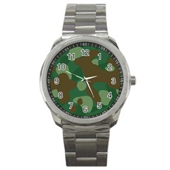 Initial Camouflage Como Green Brown Sport Metal Watch by Mariart