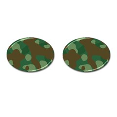 Initial Camouflage Como Green Brown Cufflinks (oval) by Mariart