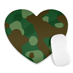 Initial Camouflage Como Green Brown Heart Mousepads by Mariart