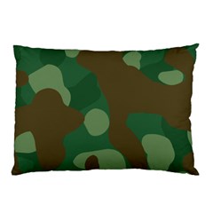 Initial Camouflage Como Green Brown Pillow Case by Mariart