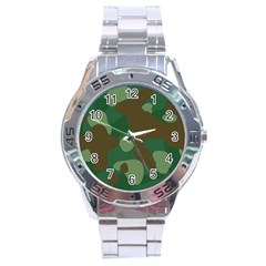 Initial Camouflage Como Green Brown Stainless Steel Analogue Watch by Mariart