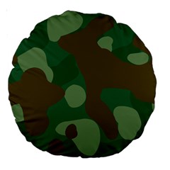 Initial Camouflage Como Green Brown Large 18  Premium Round Cushions by Mariart