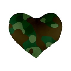 Initial Camouflage Como Green Brown Standard 16  Premium Heart Shape Cushions by Mariart