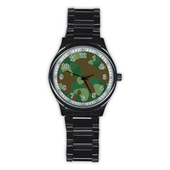 Initial Camouflage Como Green Brown Stainless Steel Round Watch by Mariart