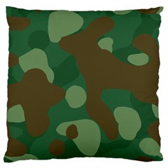 Initial Camouflage Como Green Brown Large Flano Cushion Case (two Sides) by Mariart