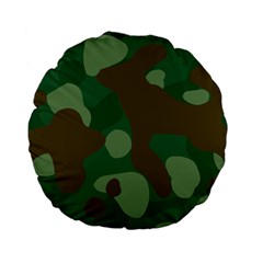 Initial Camouflage Como Green Brown Standard 15  Premium Flano Round Cushions by Mariart