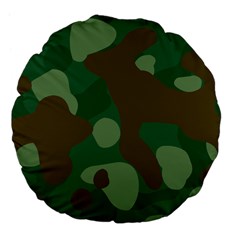 Initial Camouflage Como Green Brown Large 18  Premium Flano Round Cushions by Mariart