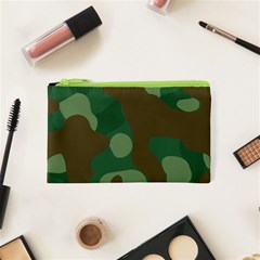 Initial Camouflage Como Green Brown Cosmetic Bag (xs) by Mariart