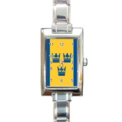 King Queen Crown Blue Yellow Rectangle Italian Charm Watch by Mariart