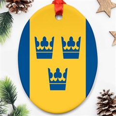 King Queen Crown Blue Yellow Ornament (oval) by Mariart