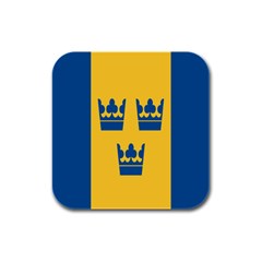 King Queen Crown Blue Yellow Rubber Square Coaster (4 Pack)  by Mariart