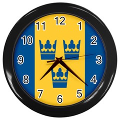 King Queen Crown Blue Yellow Wall Clocks (black) by Mariart