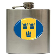 King Queen Crown Blue Yellow Hip Flask (6 Oz) by Mariart