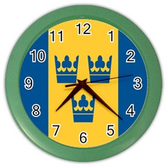 King Queen Crown Blue Yellow Color Wall Clocks by Mariart