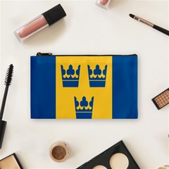 King Queen Crown Blue Yellow Cosmetic Bag (small)  by Mariart