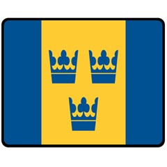 King Queen Crown Blue Yellow Fleece Blanket (medium)  by Mariart