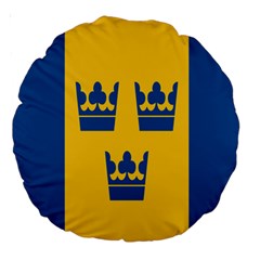 King Queen Crown Blue Yellow Large 18  Premium Round Cushions by Mariart