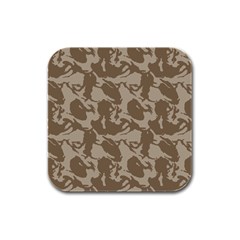 Initial Camouflage Brown Rubber Square Coaster (4 Pack) 