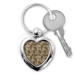 Initial Camouflage Brown Key Chains (heart)  by Mariart