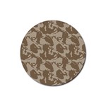 Initial Camouflage Brown Rubber Coaster (Round)  Front