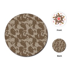 Initial Camouflage Brown Playing Cards (round) 