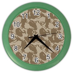 Initial Camouflage Brown Color Wall Clocks by Mariart