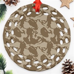 Initial Camouflage Brown Round Filigree Ornament (two Sides) by Mariart