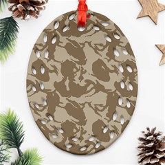 Initial Camouflage Brown Oval Filigree Ornament (two Sides) by Mariart