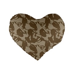 Initial Camouflage Brown Standard 16  Premium Heart Shape Cushions by Mariart