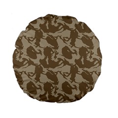 Initial Camouflage Brown Standard 15  Premium Flano Round Cushions by Mariart