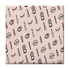 Makeup Tools Eye Mirror Pink Lip Tile Coasters