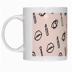 Makeup Tools Eye Mirror Pink Lip White Mugs by Mariart