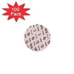 Makeup Tools Eye Mirror Pink Lip 1  Mini Buttons (100 pack) 