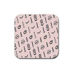 Makeup Tools Eye Mirror Pink Lip Rubber Coaster (Square) 