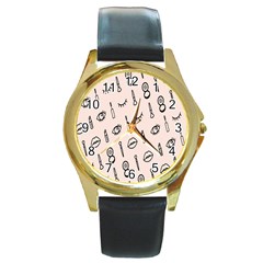 Makeup Tools Eye Mirror Pink Lip Round Gold Metal Watch