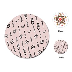 Makeup Tools Eye Mirror Pink Lip Playing Cards (Round) 