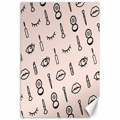 Makeup Tools Eye Mirror Pink Lip Canvas 12  X 18   by Mariart