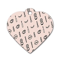 Makeup Tools Eye Mirror Pink Lip Dog Tag Heart (One Side)