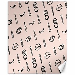 Makeup Tools Eye Mirror Pink Lip Canvas 11  X 14   by Mariart