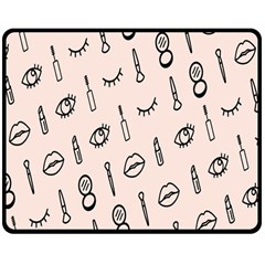 Makeup Tools Eye Mirror Pink Lip Double Sided Fleece Blanket (Medium) 