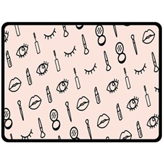 Makeup Tools Eye Mirror Pink Lip Double Sided Fleece Blanket (Large) 